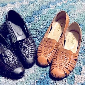 Woman’s Size 10N shoes. Black and Natural colored Harrache style.